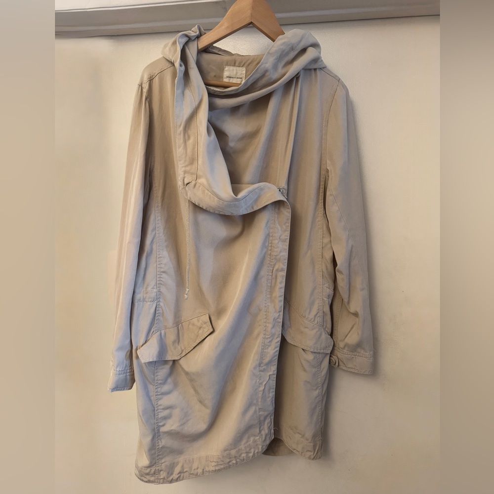 Urban Outfitters Beige Draped Trench Coat With Hood I80